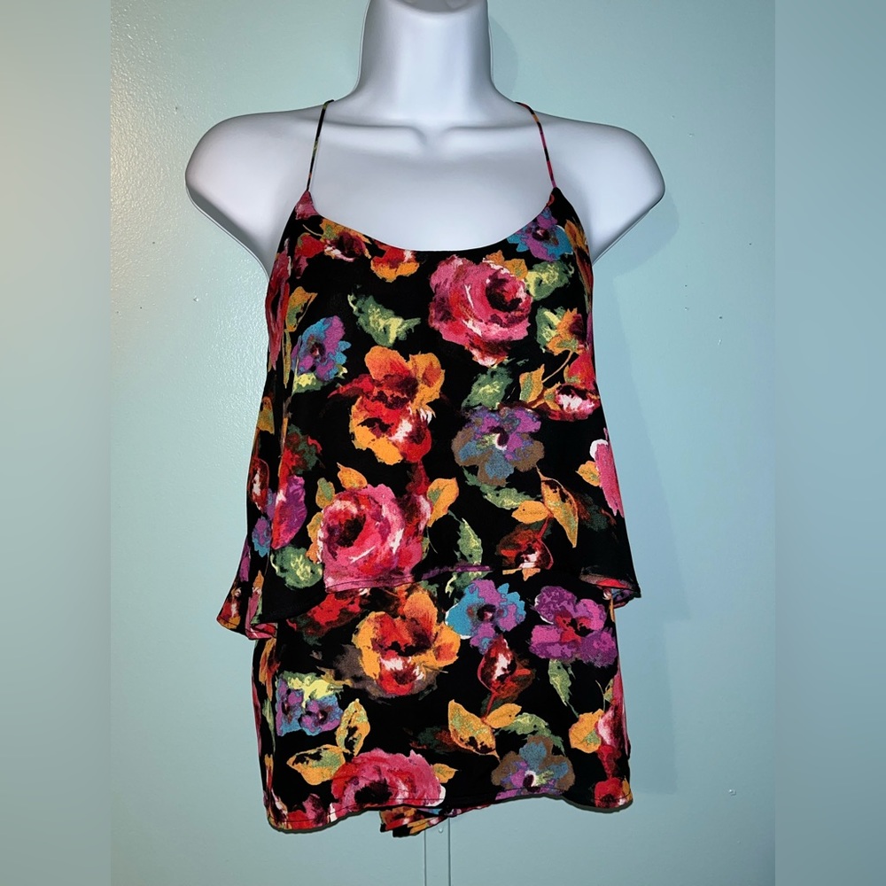 Paper Crane Tank Spaghetti Straps Size Medium Multi Color‎ Floral